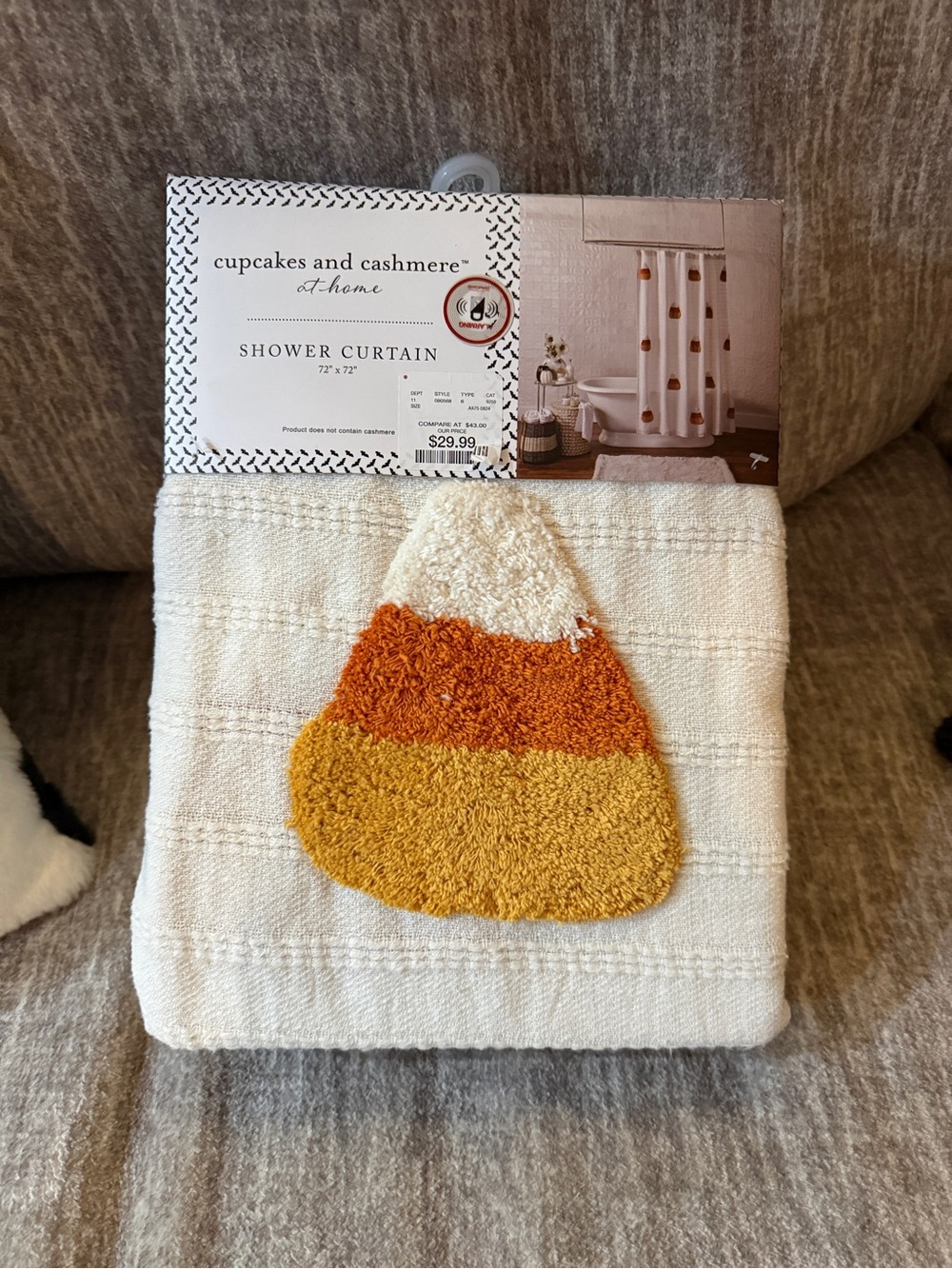 Cupcakes & Cashmere Candy Corn Shower Curtain Halloween